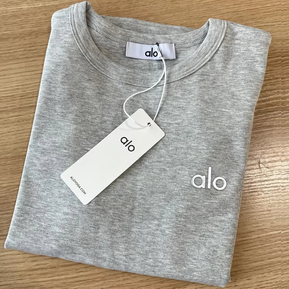 ALO Letter Printing T Shirt Women Clothes Sports Slim Fit