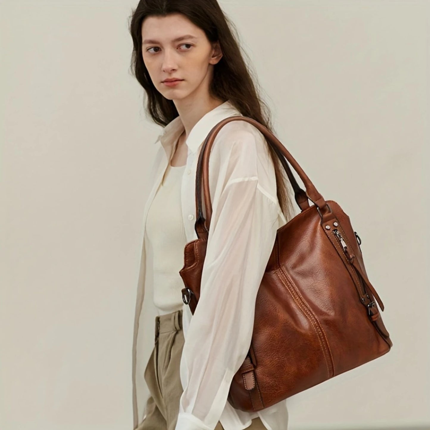 2PC Set Purses Tote Bag For Women, Handbags PU Leather Large Shoulder Bag,