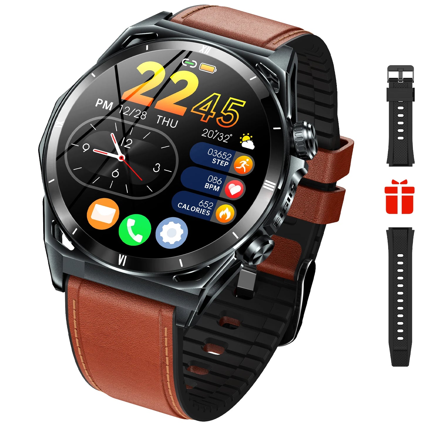 EIGIIS New Smart Watch KE6 1.43" AMOLED Display Men Black Sports Watch KE Series Bluetooth