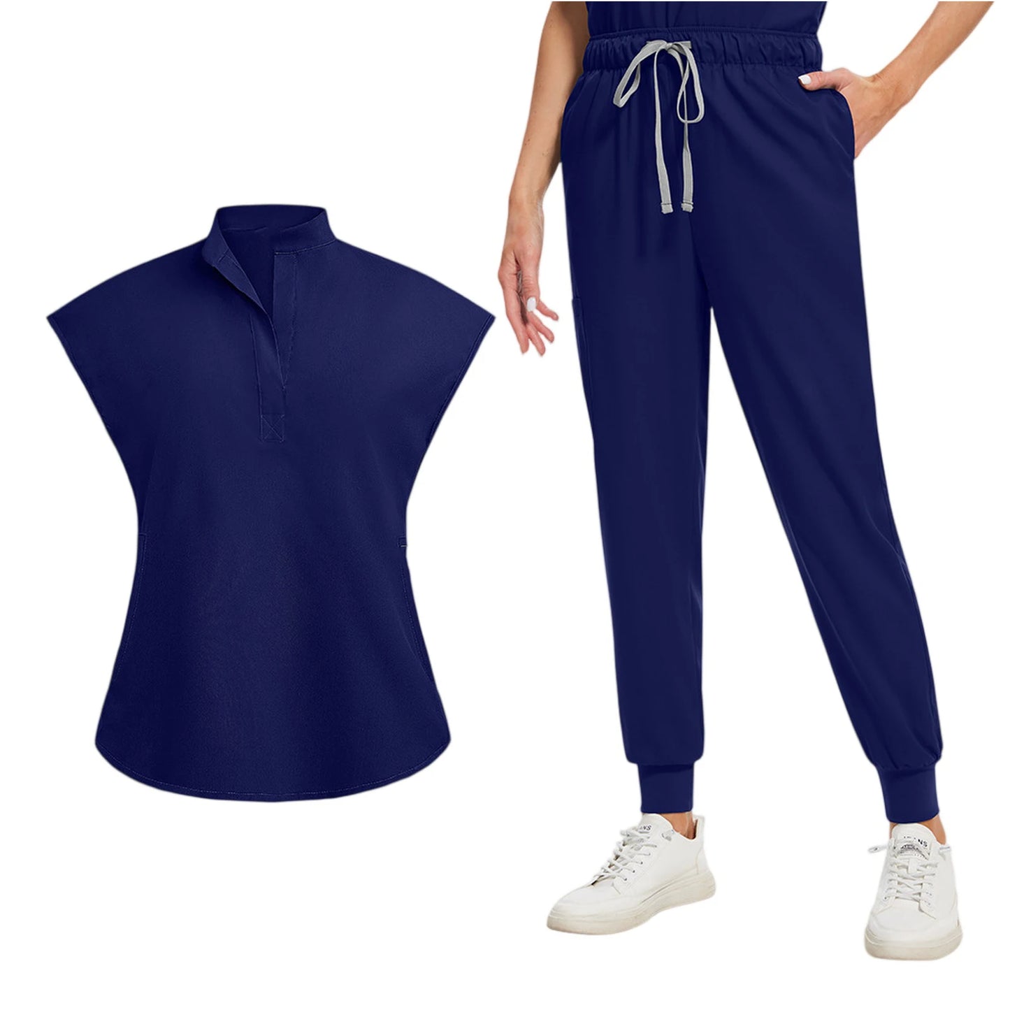 Anti-Wrinkle Professional Short Sleeve V-neck Scrubs Uniforms  Unisex  Clinical Surgical Nursing