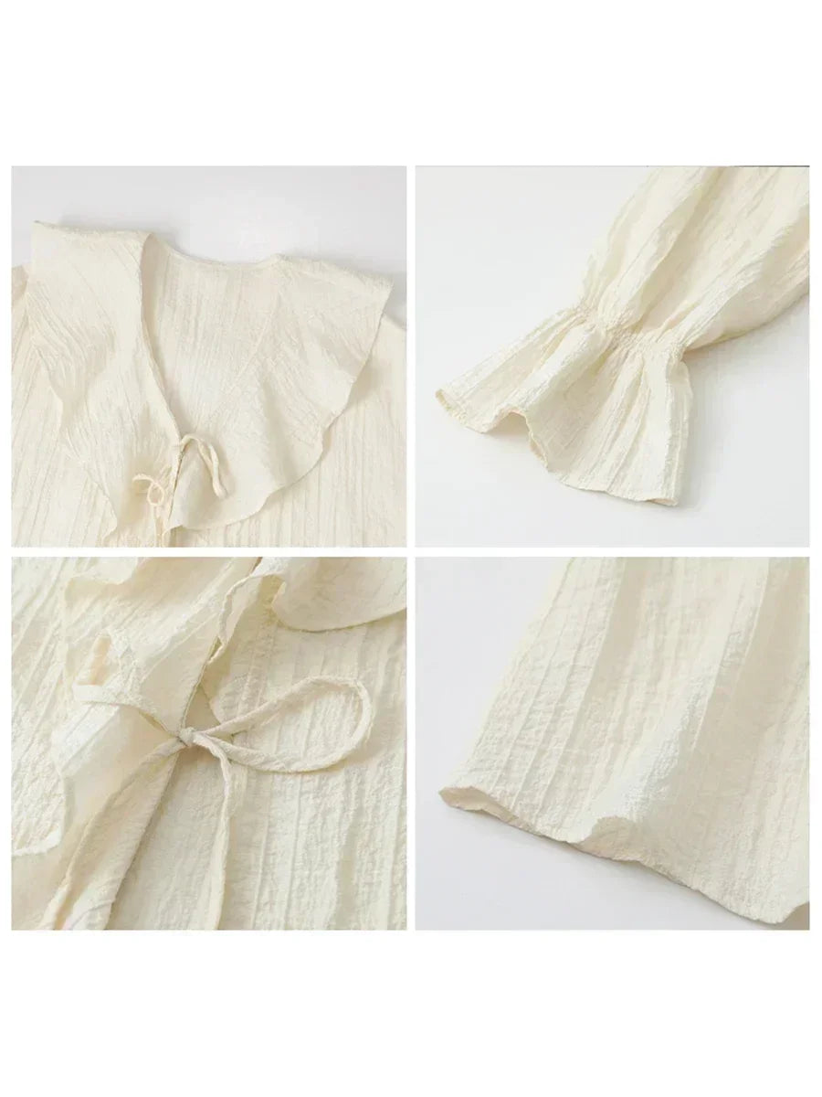 CHIC VEN Women Shirt Loose Casual Ruffled Edges Female Blouses