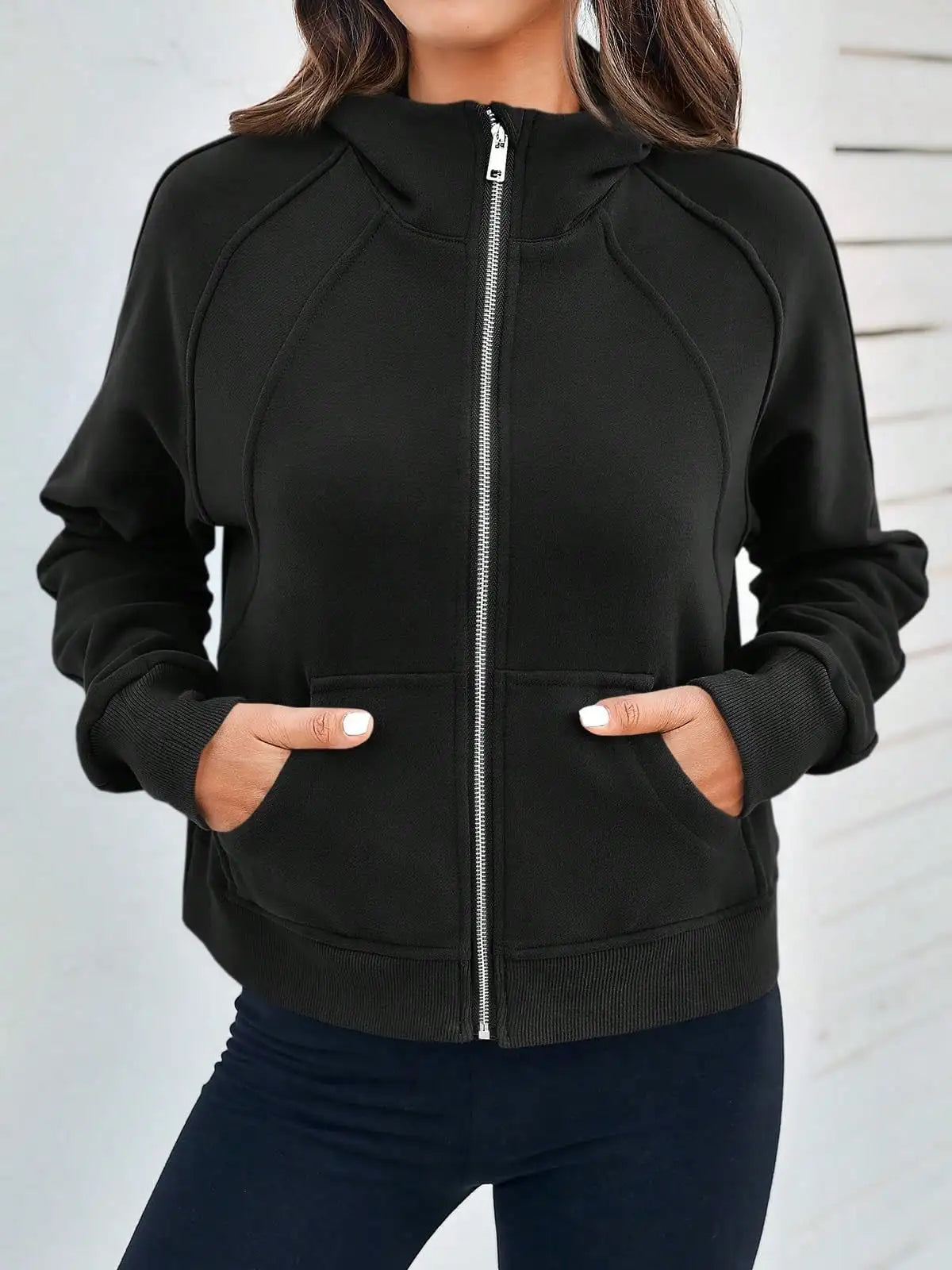 Women's Y2K Zip Up Crop Hoodie Fleece Lined Oversized Sweatshirt With Thumb Holes Streetwear Winter Aesthetic