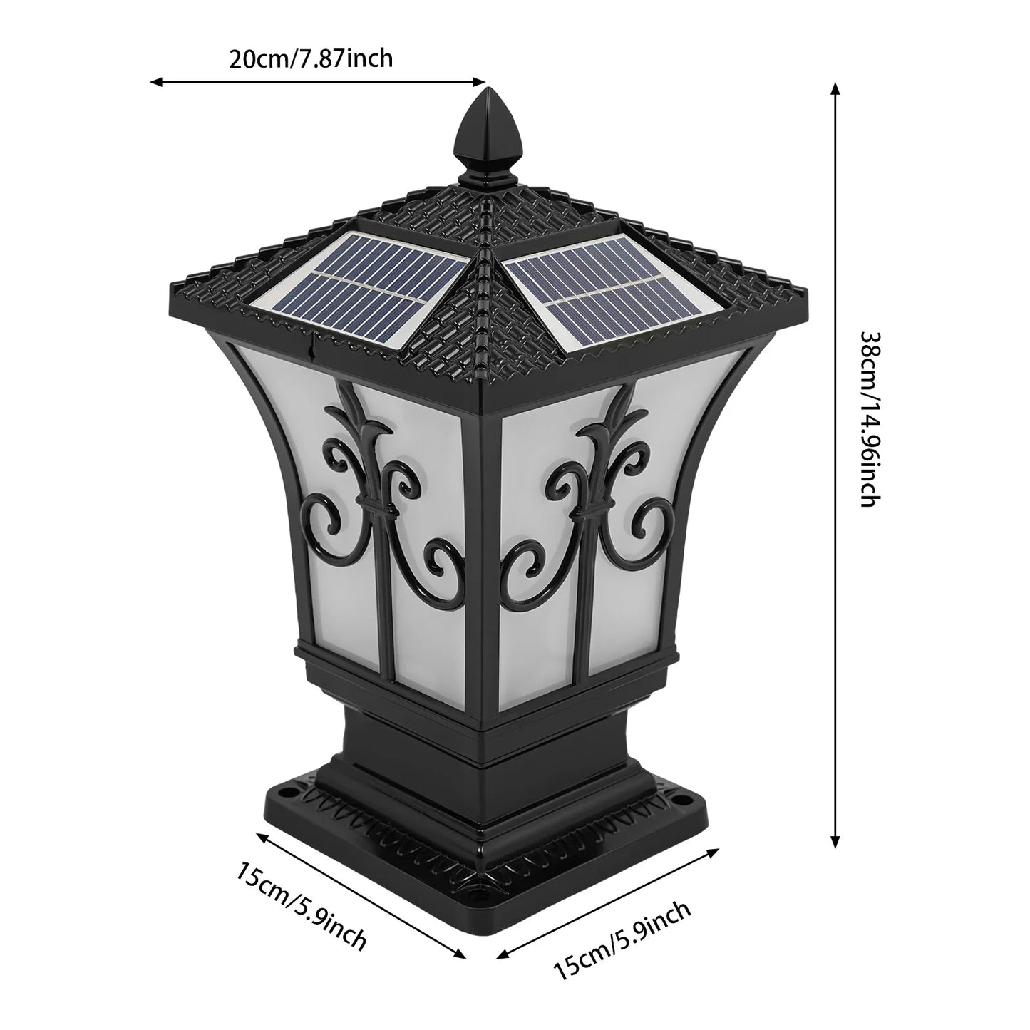 85-265V Outdoor Solar Post Light, Solar Powered Electric Supply Pillar Light, Remote Control