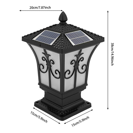 85-265V Outdoor Solar Post Light, Solar Powered Electric Supply Pillar Light, Remote Control