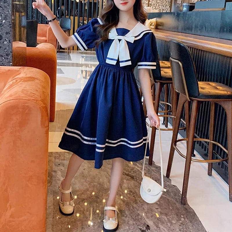 Girls School Dress Summer Dresses for Kids Costume Preppy Style School Teenagers