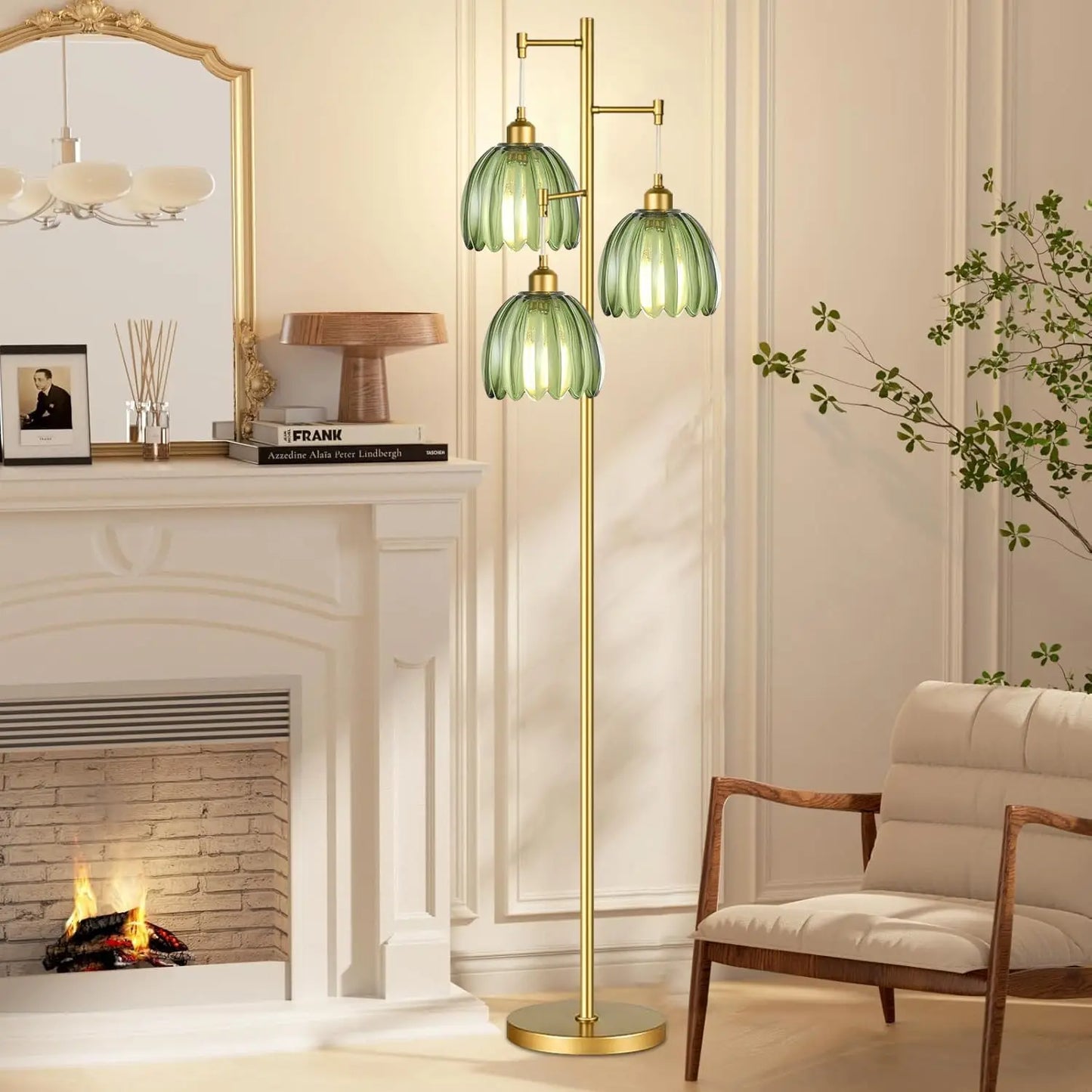 Mid Century Modern Floor Lamp With Brass Tree 3 Lights