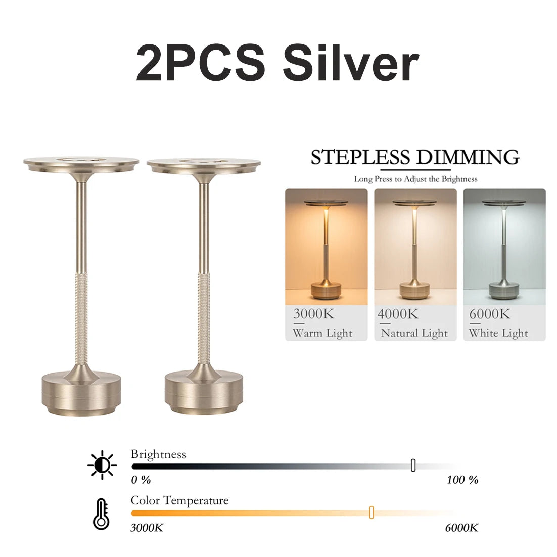 Rechargeable Wireless Table Lamp With LED Touch Sensor Night Light