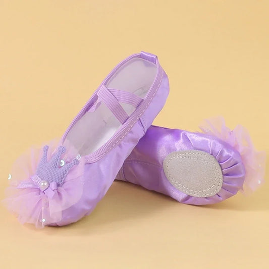 Professional Training  Ballet  Satin Crown Lace Style Girls Dance Shoes
