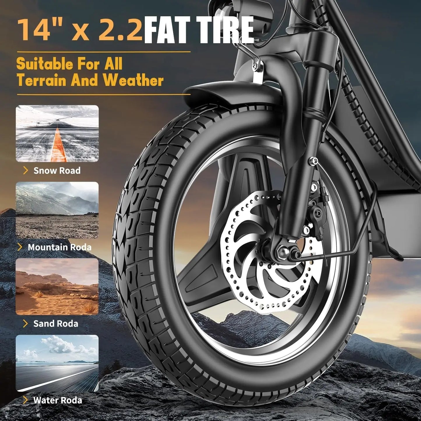 Folding electric scooter with trunk, 500W motor (peak 650W), 48V15AH, 20MPH,