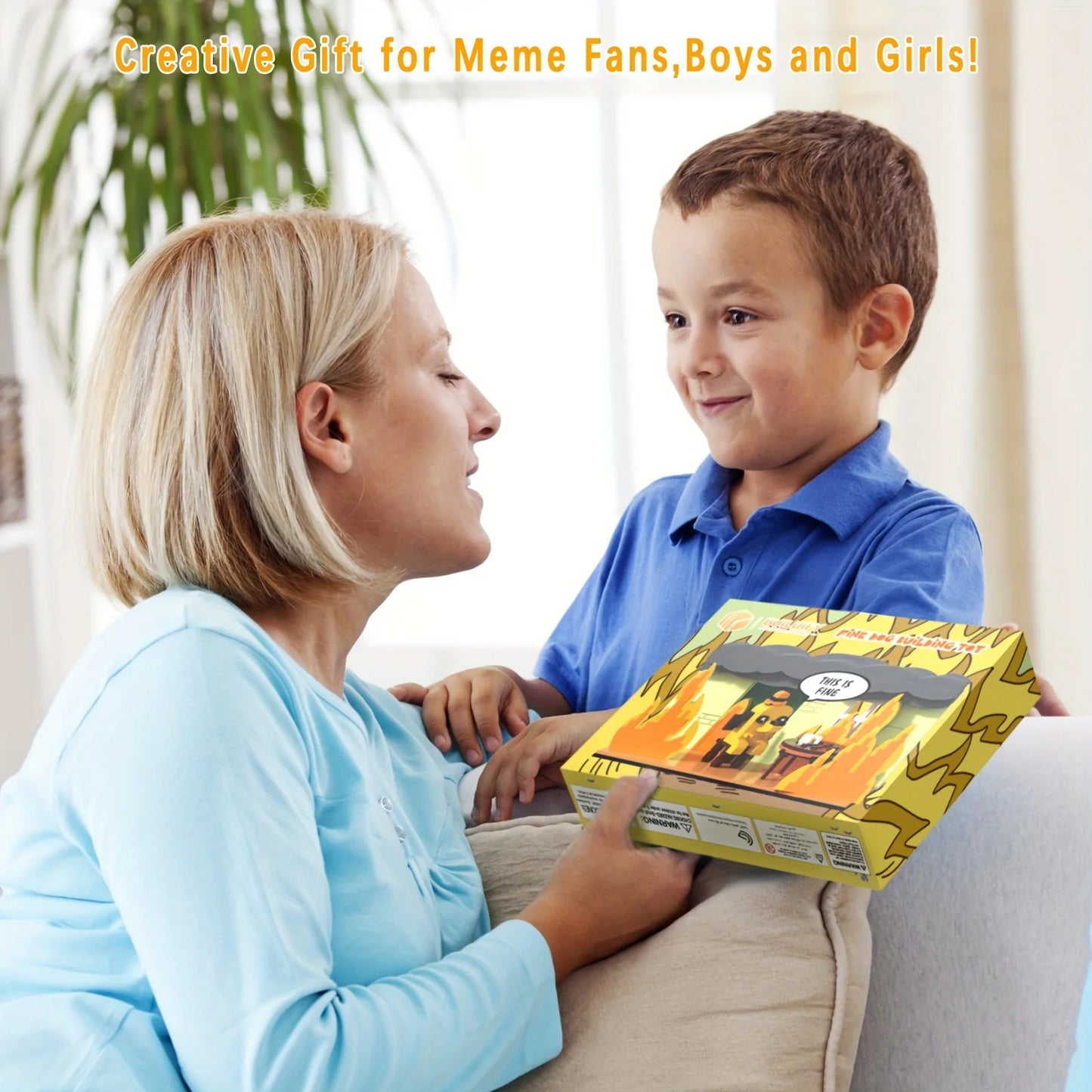 This Is Fine Dog Building Blocks Puppy Figure Desktop Collectible