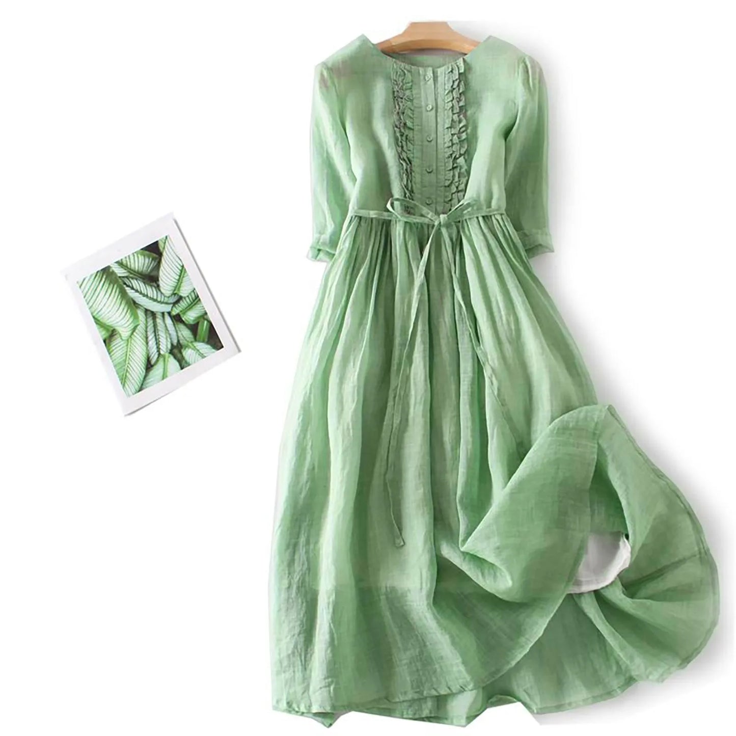 French Style Shirt Dress With Lapel Button Up For Women