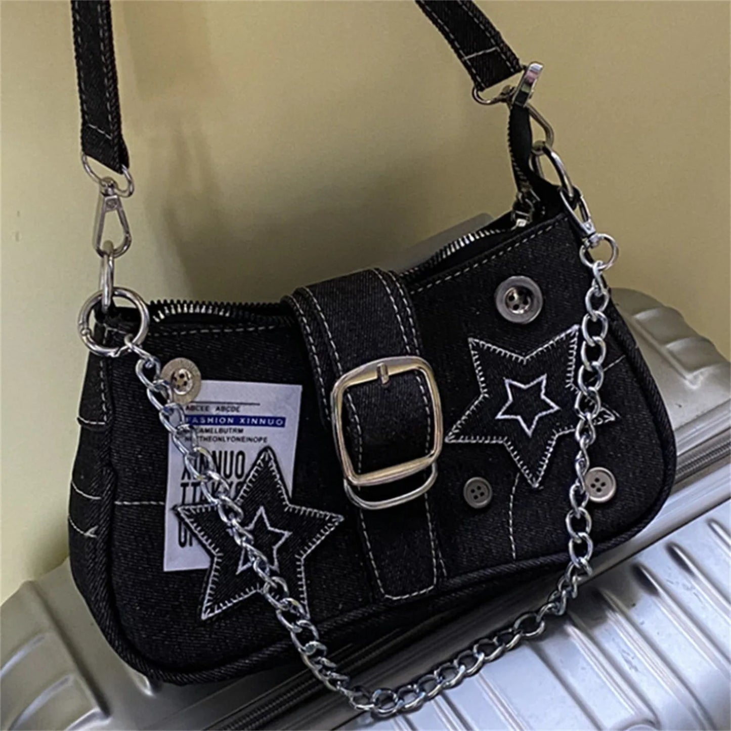 Y2k Fashion Women'S Handbags Stars Pattern Cool Girls Underarm Bag
