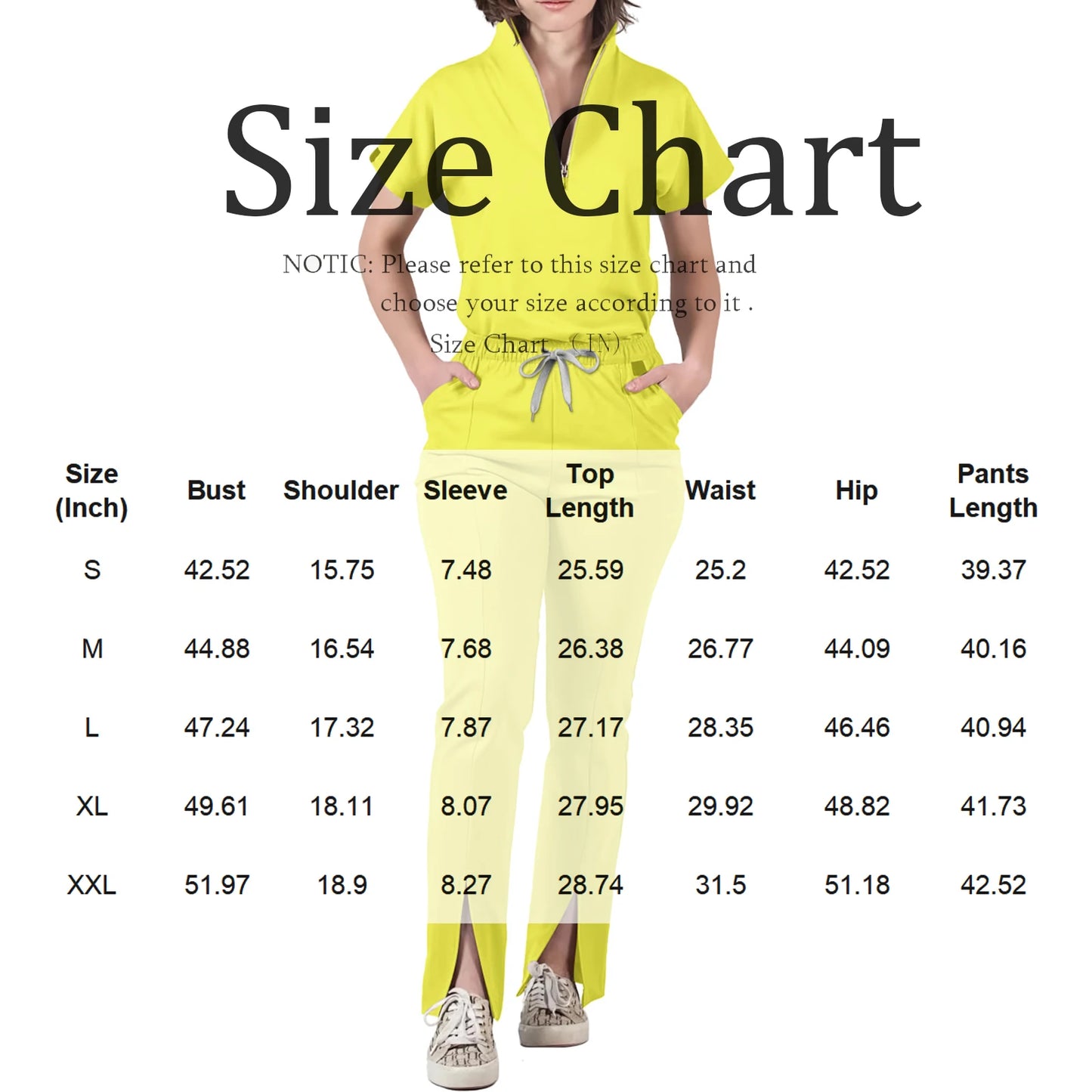 Women's Nurse Scrub Set V-Neck Half Zipper Short Sleeve Multi-Color Split Hem Pants Multi-Pocket