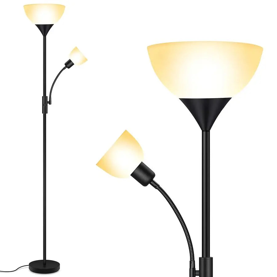 Elegant Torchiere Floor Lamp With Adjustable Reading Lamp