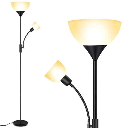 Elegant Torchiere Floor Lamp With Adjustable Reading Lamp