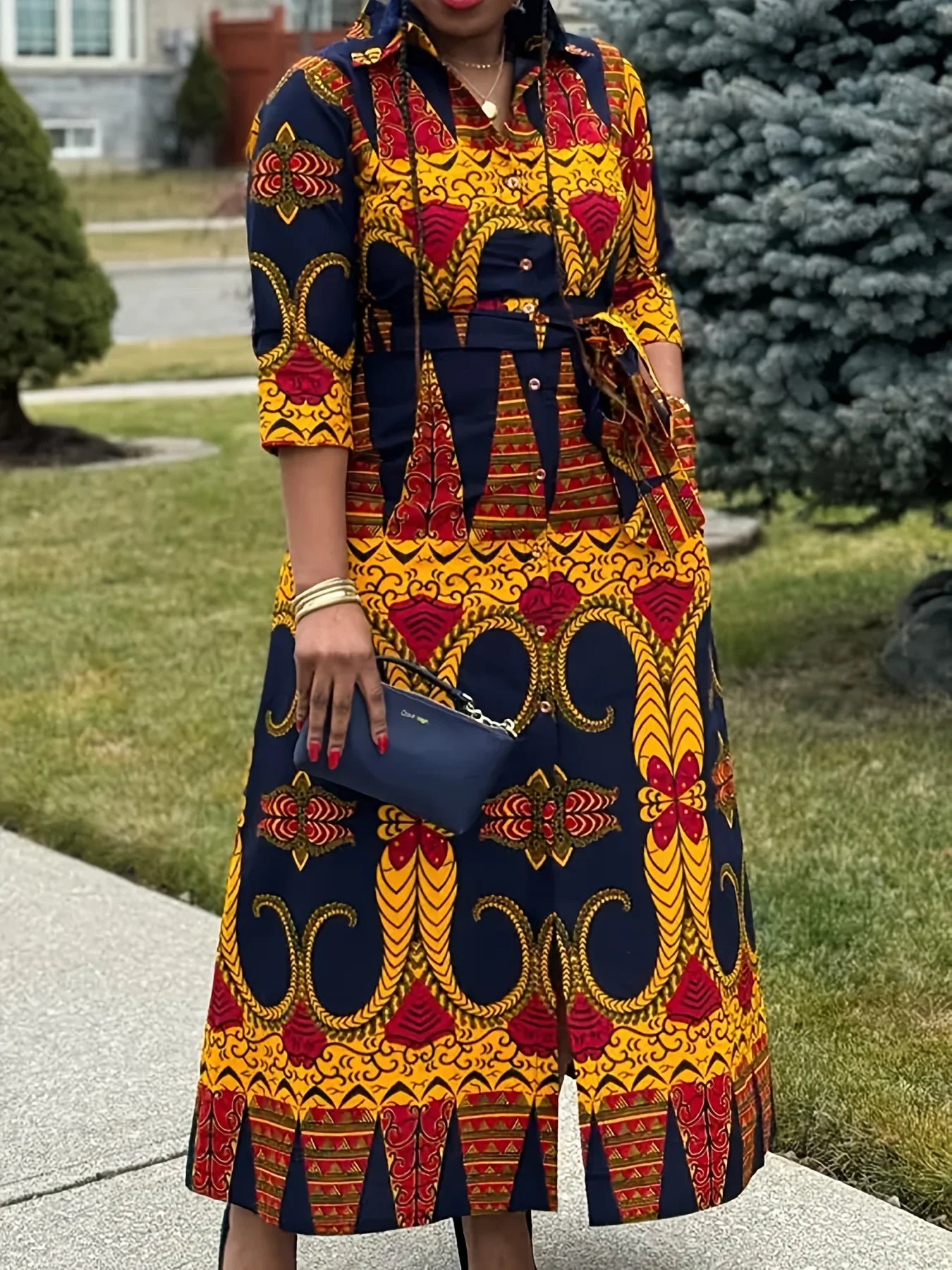 American plus size ethnic pattern dress