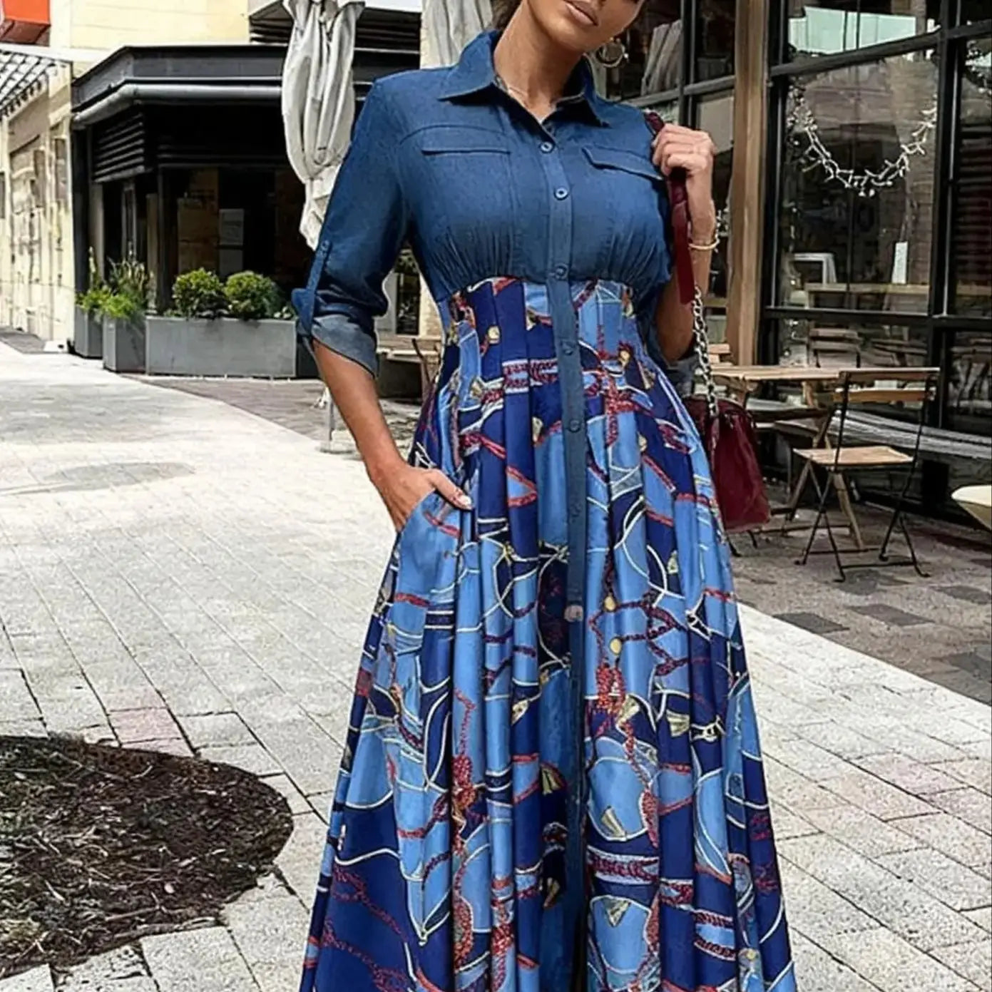 Plus Size, Spring And Autumn Long-sleeved Shirt Dress, Bridesmaid Dress,