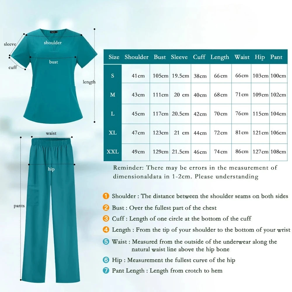 Women Medical Scrub Set Twill Polyester Spandex Nurse Uniform