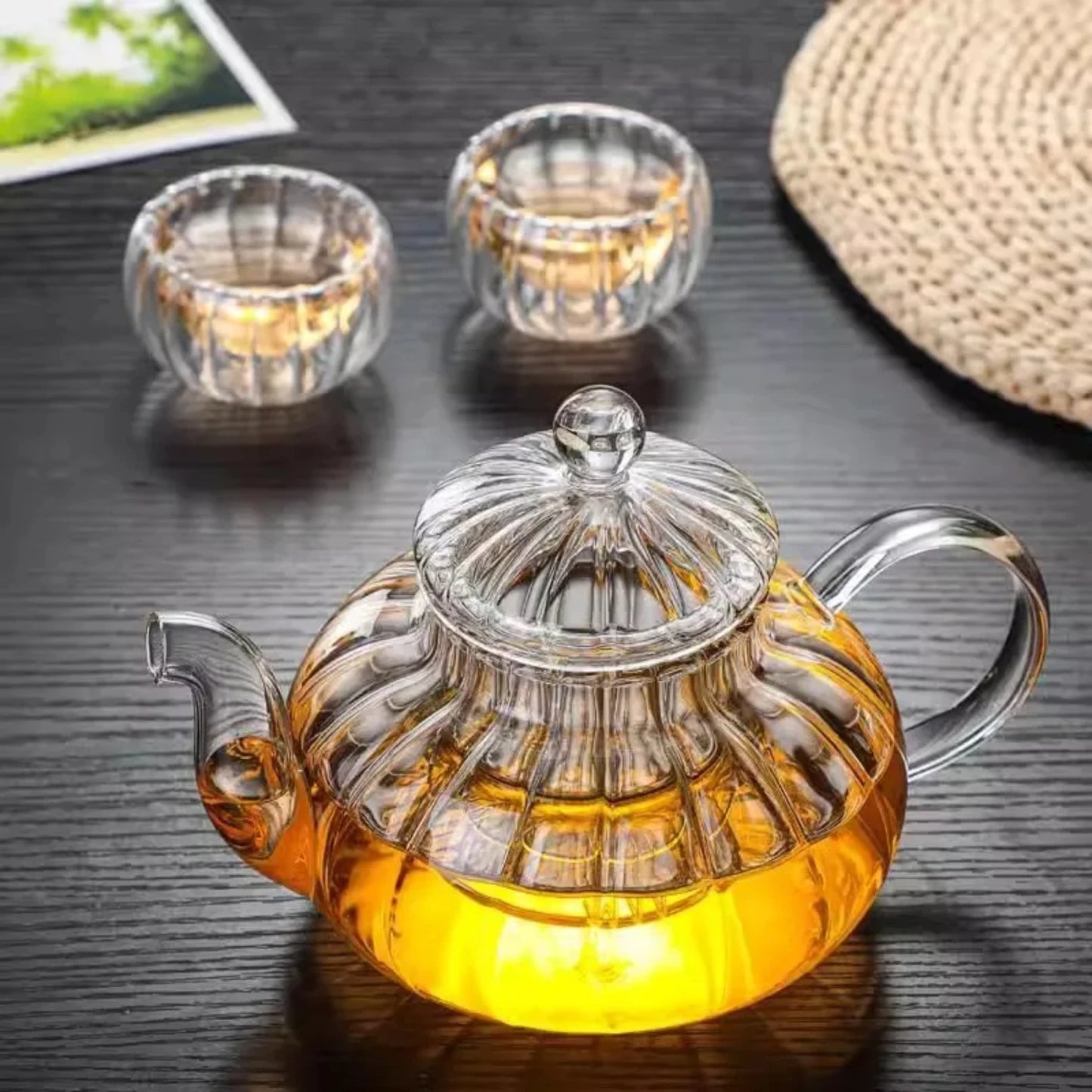 High Borosilicate Heat Resistant Glass Pumpkin Kettle Tea Infuser Filter Teapot Chinese Teawear Flower Pot 600ml
