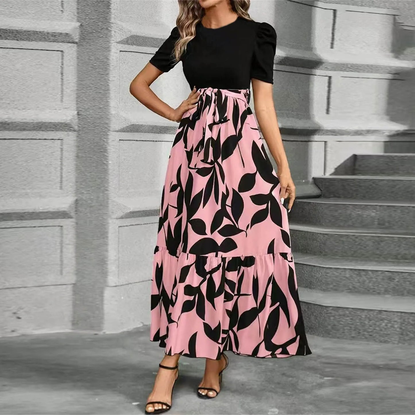 Women's Dresses High Waist Floral Print Dress Elegant Fashionable