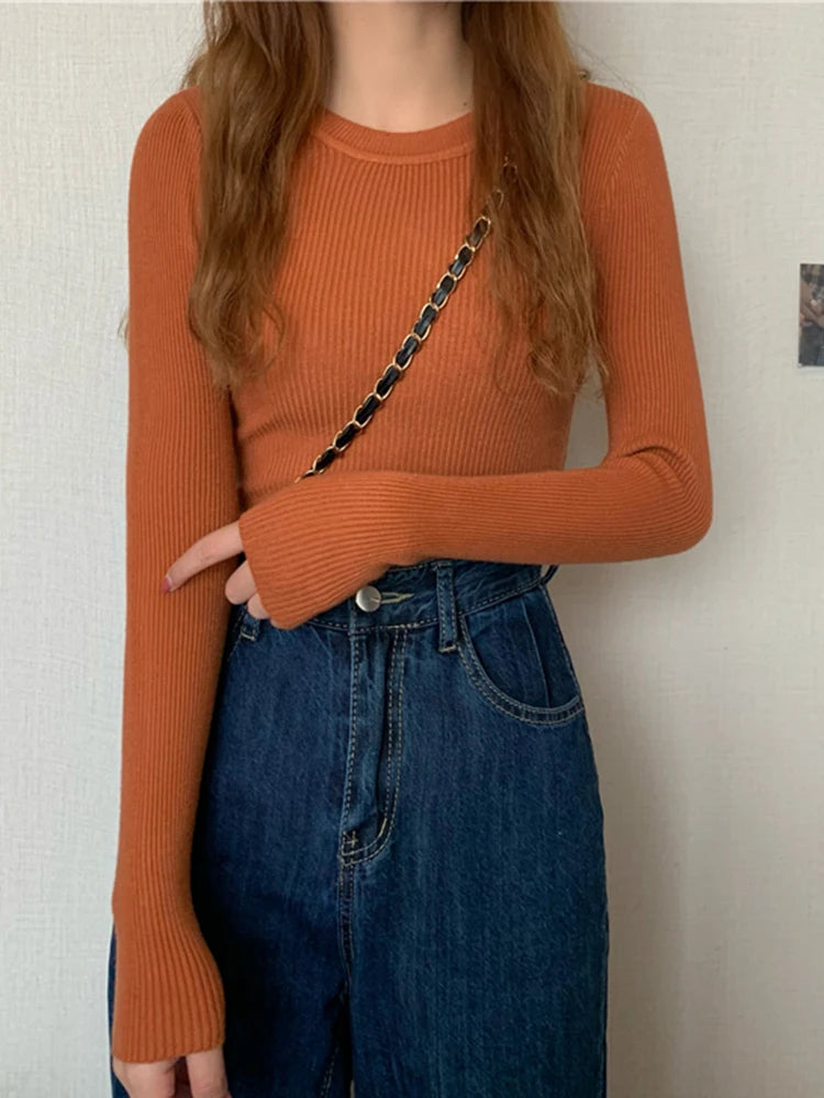2025 New Women Sweater Autumn Winter Long Sleeve Pullover Basic Top Fashion O-neck