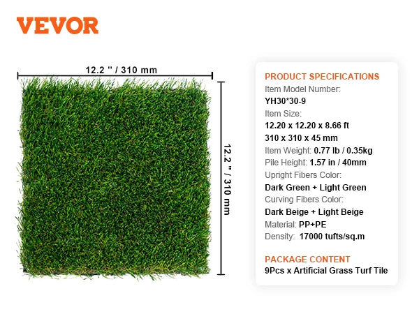 SucceBuy Artifical Grass Rug Green Turf 1.38/1.57" Fake Door Mat Outdoor Patio Lawn