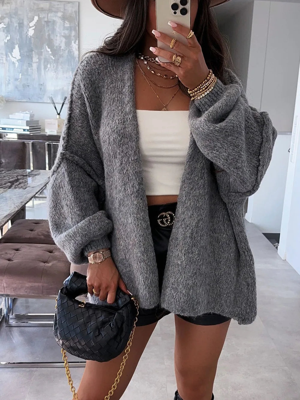 Autumn Winter Knitted Sweater Cardigan For Women Loose Fit