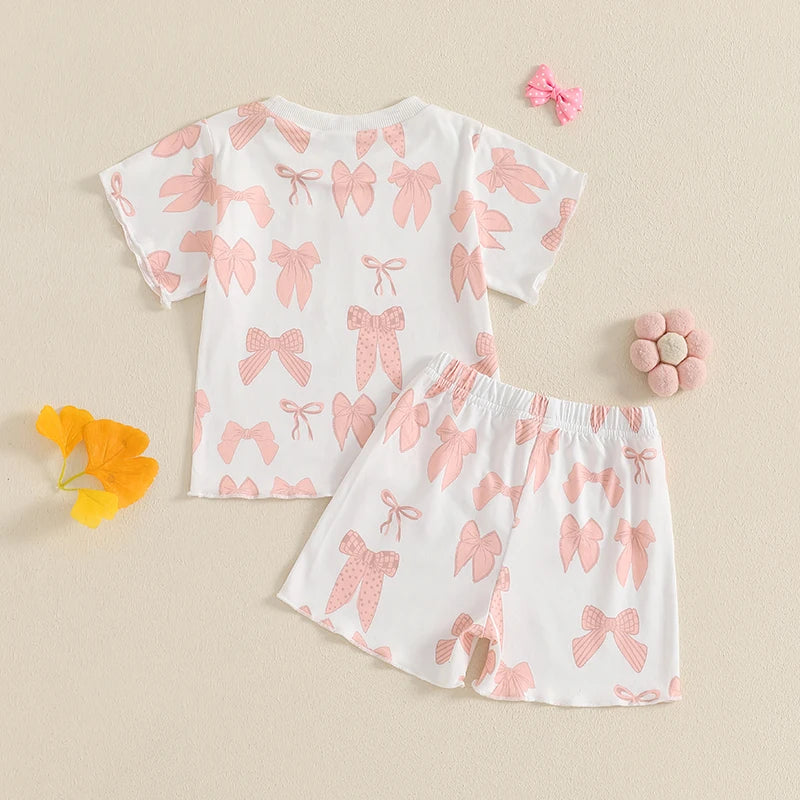 Adorable Baby Girl Floral Print Ruffle Sleeve Round Neck T-shirt and Shorts Set