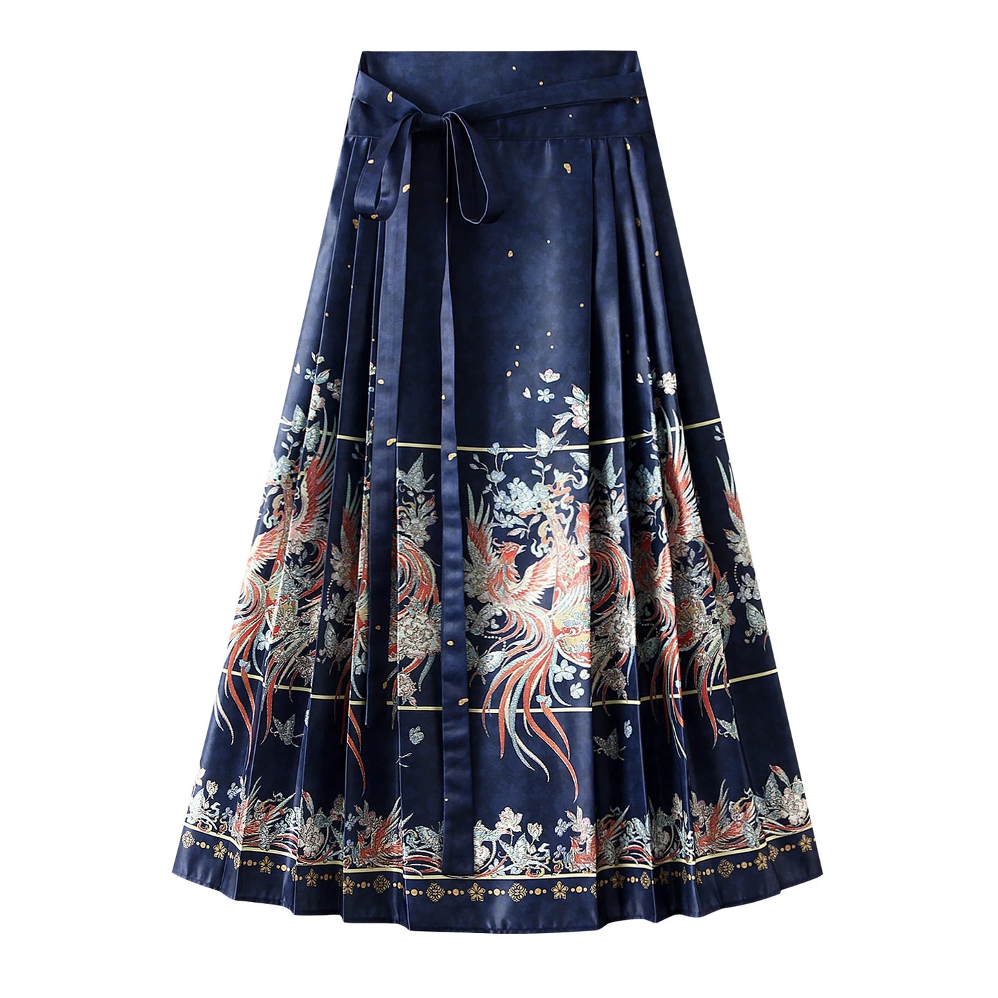 Women s Horse Face Skirt Elegant Phoenix Character Flower Print Pleated