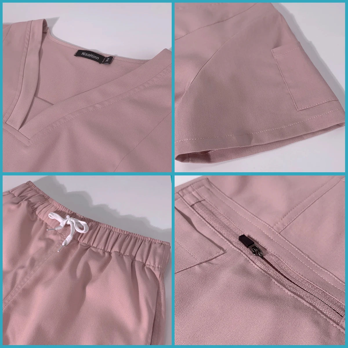 Short Sleeve Scrubs Top With Pocket Pants  Nurse , Doctor ,Surgery, Spa workwear andBeauty Salon