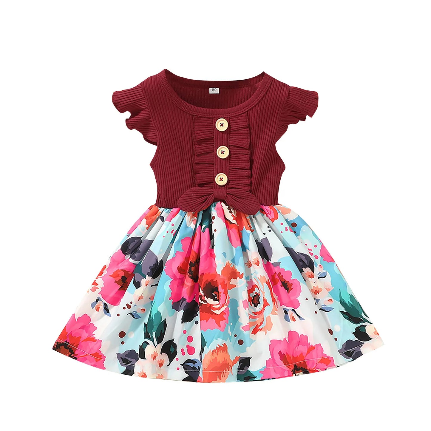 Baby Princess Party Dresses for Girls Flower Elegant Ruffle Sleeve Children