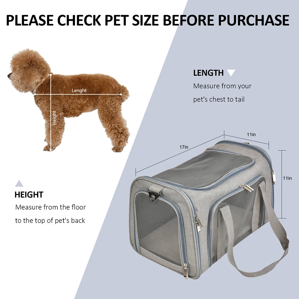 Dog Carrier Bag Soft Side Backpack  Travel Airline Approved