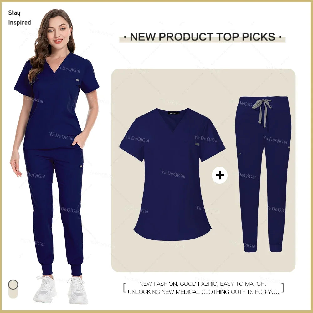 New Nurse Uniforms Women Men Casual Jogger Pants Set Pharmacy, Medical Doctor Nursing Uniform  Suit
