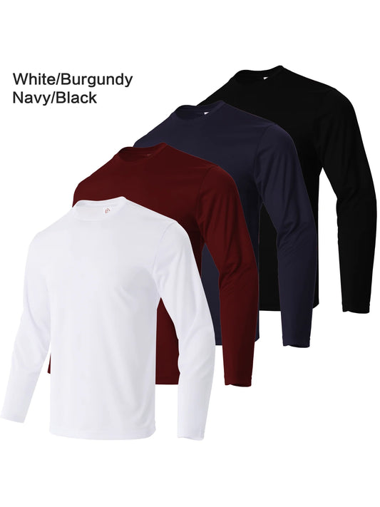 Mens Quick Dry Long Sleeve Sports T Shirts Set Polyester
