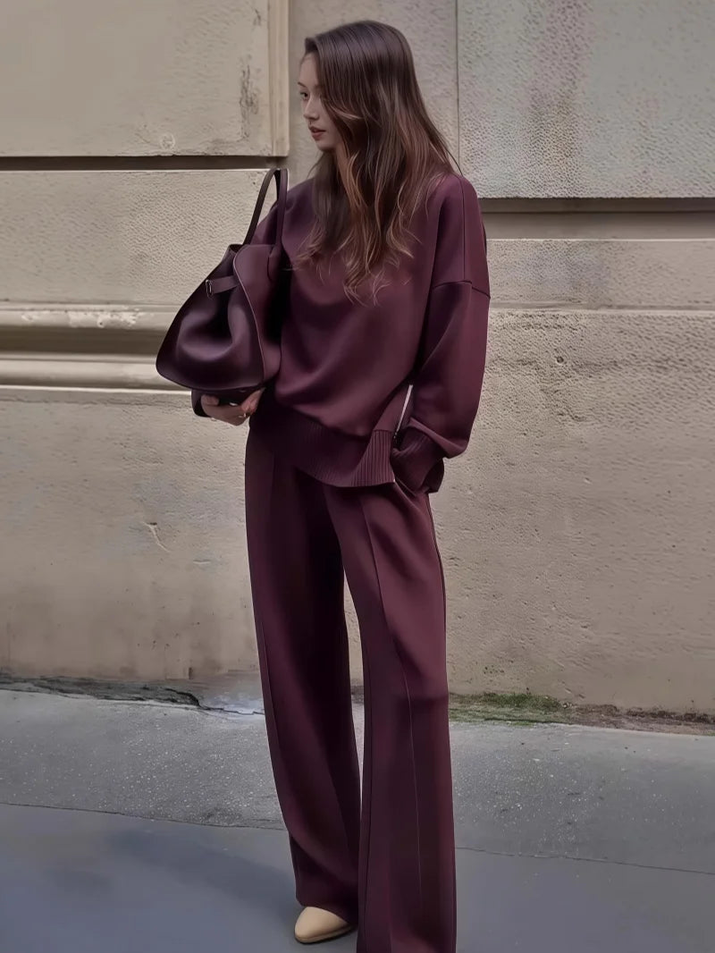 Women's Hooded Sweatshirt Two Piece Set For Autumn Winter Fashion