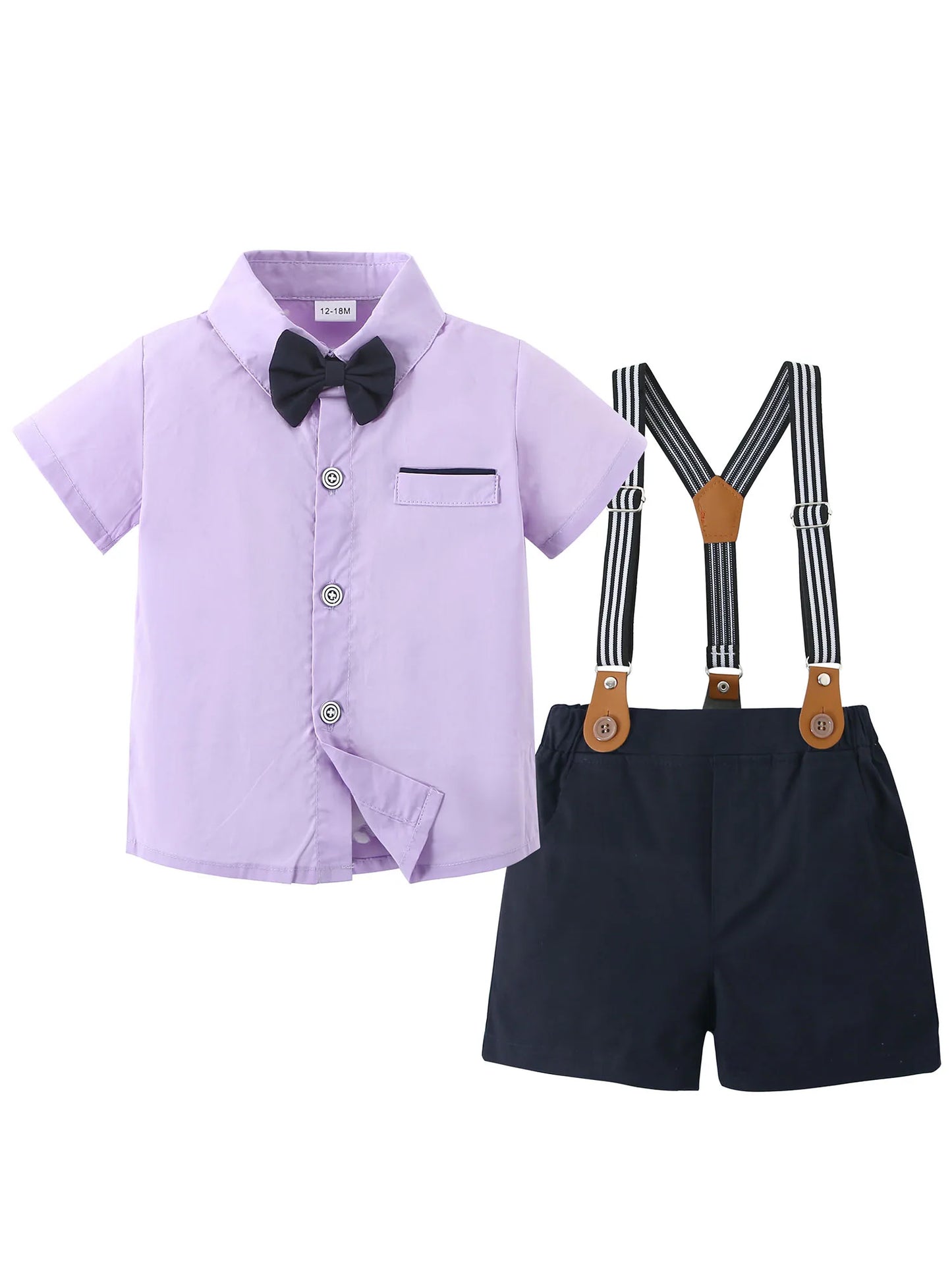 Toddler Baby Boy Clothes 1-5T Boy Gentleman Suit Short Sleeves Shirt