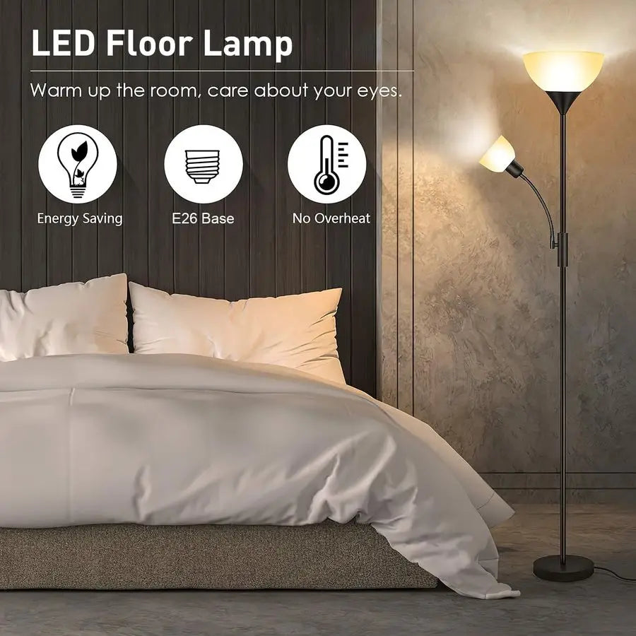 Elegant Torchiere Floor Lamp With Adjustable Reading Lamp