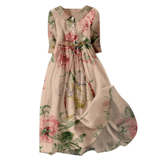 French Style Shirt Dress With Lapel Button Up For Women