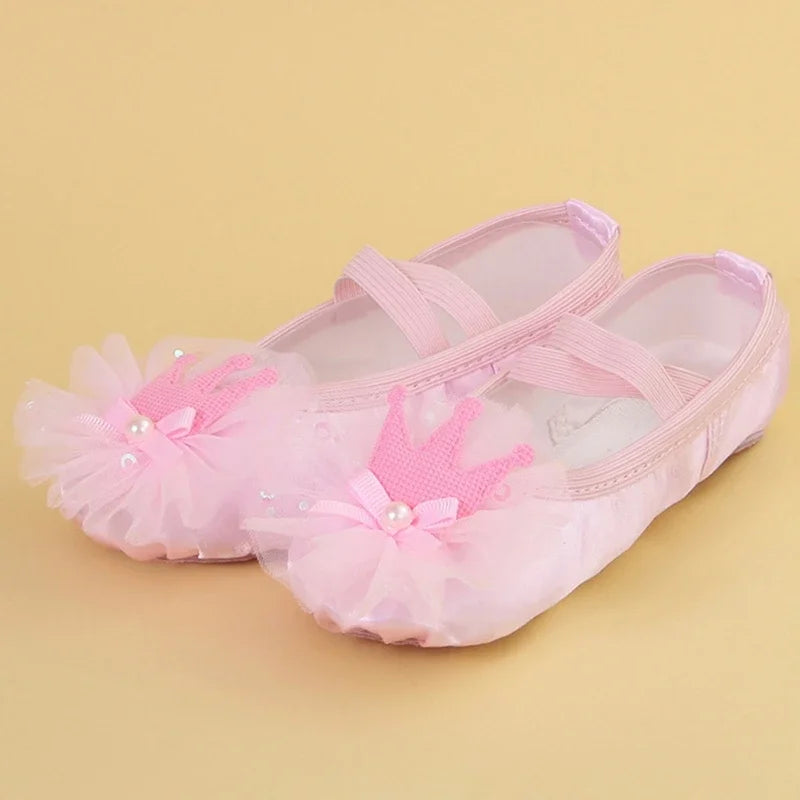 Professional Training  Ballet  Satin Crown Lace Style Girls Dance Shoes