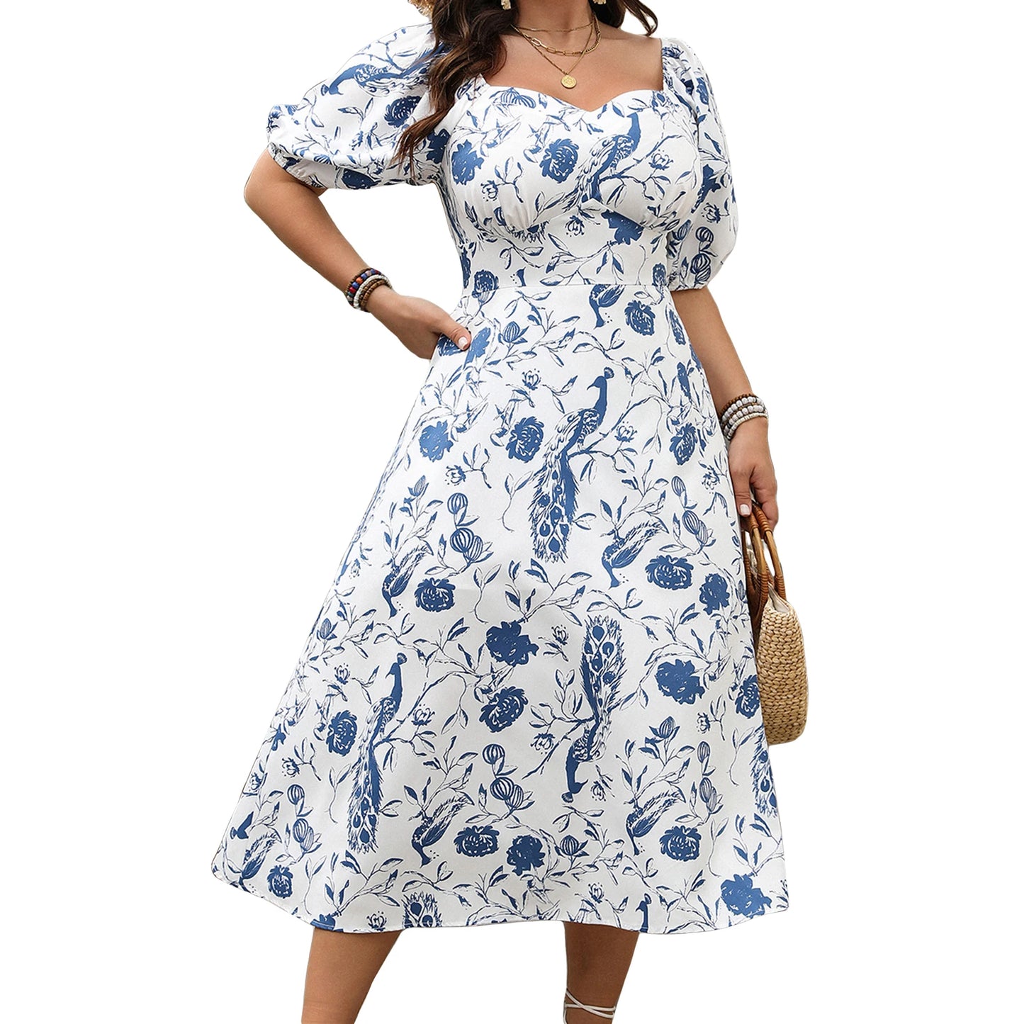 Elegant Lace Plus Size Dress Off Shoulder Short Sleeve High Low Hem A-line Midi Dress