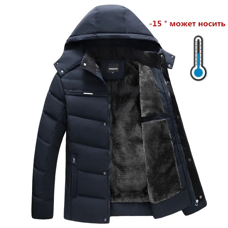 New Winter Jacket Men -15 Degree Thicken Warm Men Parkas Hooded Fleece