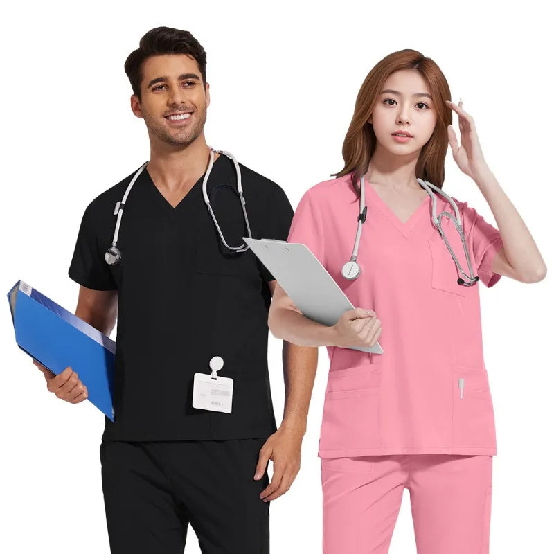 Clinical Green Gray Blue White Sanitary Dentist Medical Nursing Veterinary Surgical Scrubs Set