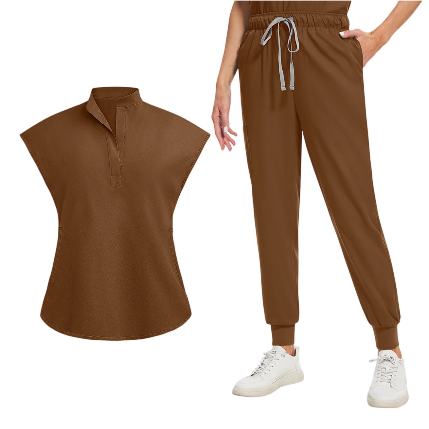 Anti-Wrinkle Professional Short Sleeve V-neck Scrubs Uniforms  Unisex  Clinical Surgical Nursing