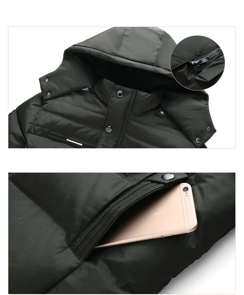 New Winter Jacket Men -15 Degree Thicken Warm Men Parkas Hooded Fleece