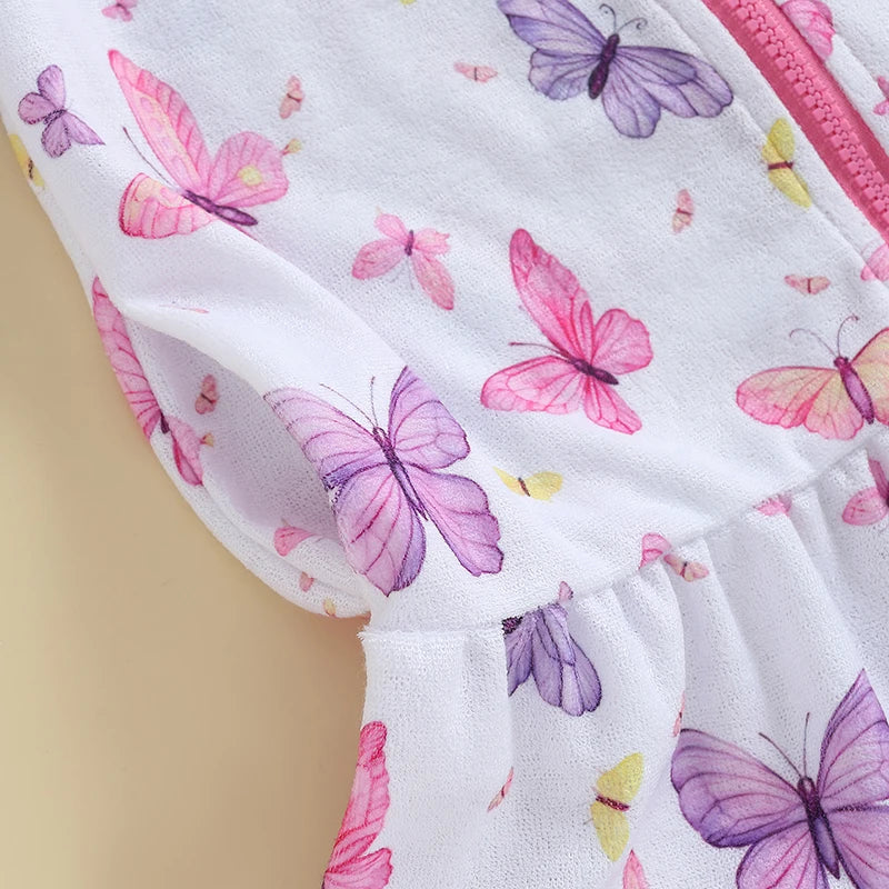 Girls Beach Coverups Hooded Dress with Cute Animal Print Short Sleeve