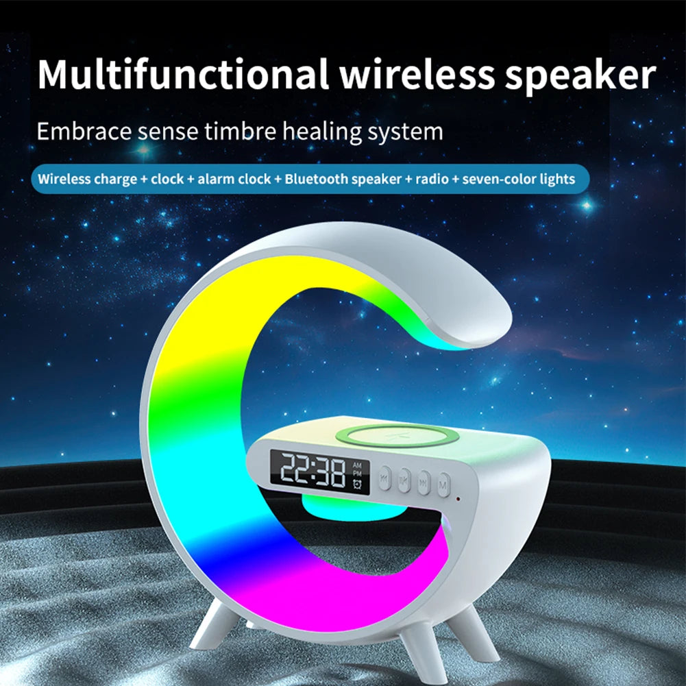 Wireless Speaker Charger Table Lamp With Alarm Clock