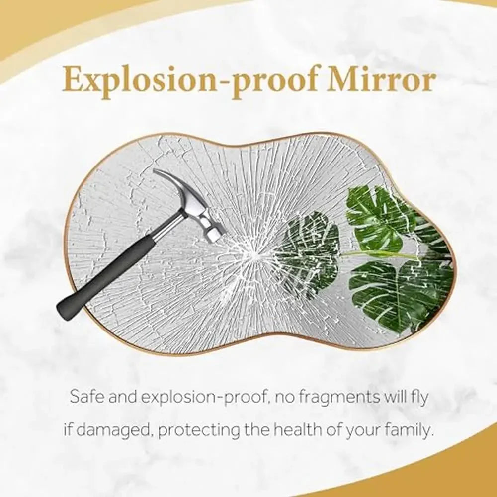 20"x36" Asymmetrical Wall Mirror Gold Frame Aviation Aluminum Alloy