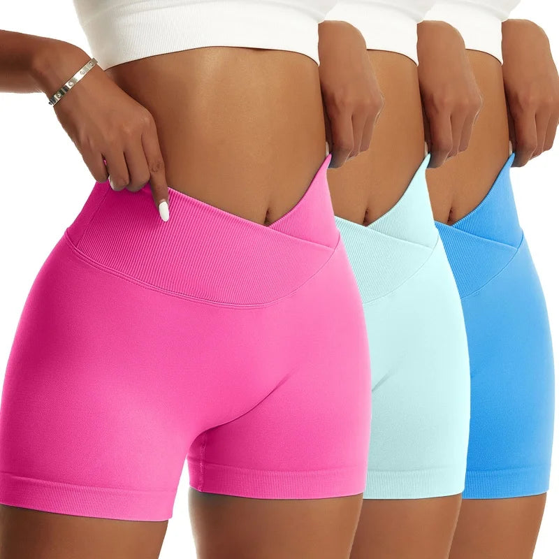3 Pieces Women Solid Peach Hip Sports Pants High Elastic Breathable Running Biker High Waist Yoga Scrunch Butt Shorts for Women