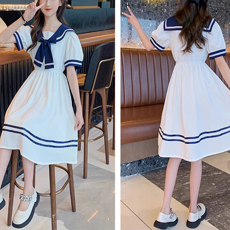 Girls School Dress Summer Dresses for Kids Costume Preppy Style School Teenagers