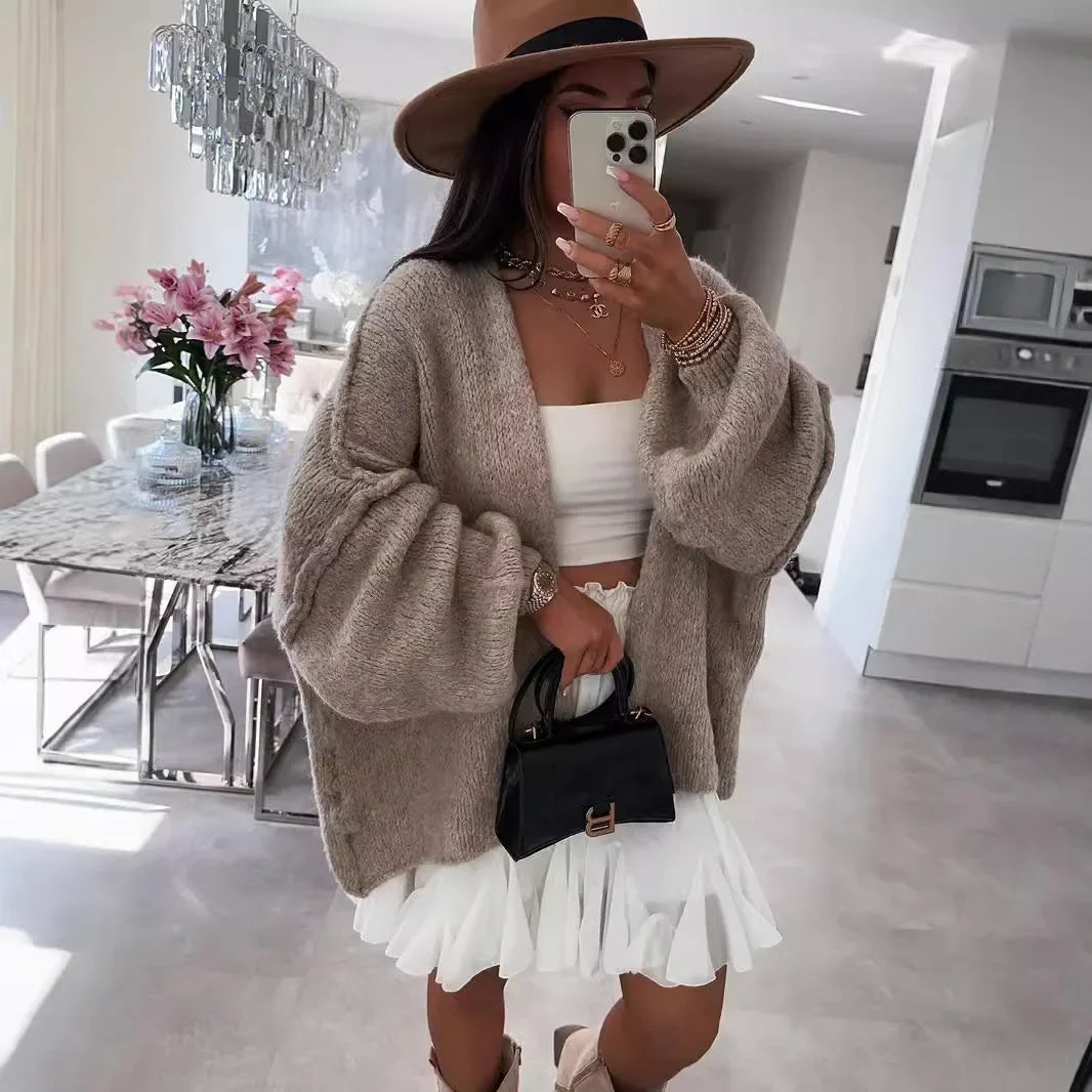 Autumn Winter Knitted Sweater Cardigan For Women Loose Fit